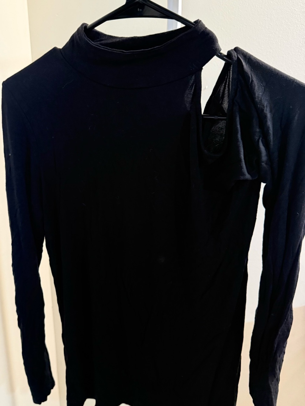 Michael Kors Black Long-Sleeve Asymmetric Cutout Shirt